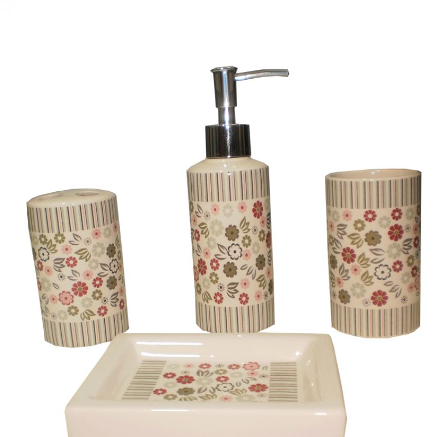 4 Pcs Ceramic Bathroom Set Elegant Design